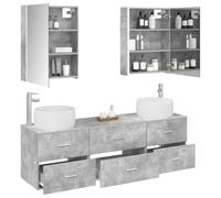 vidaXL Juego de Muebles de baño 5 pcs Gris Hormigón, Conjunto de baño Moderno, Mueble, gabinete Espejo, Unidad de Almacenamiento, colección de baño, Accesorios funcionales