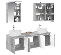 vidaXL Juego de Muebles de Baño 5 pcs Gris Hormigón, Juego de Almacenamiento para Baño, Mueble Moderno, Unidad Montada en Pared, Espacio Amplio, Diseño Rectangular