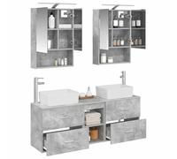 vidaXL Juego de Muebles de baño 5 pcs Gris Hormigón, Juego de baño Compacto, luz LED Moderna, Unidad de tocador eficiente, Armario Espejo USB, Almacenamiento Modular