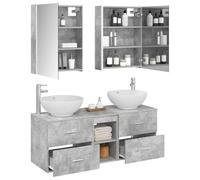 vidaXL Juego de Muebles de baño 5 pcs Gris Hormigón, Juego de baño, Muebles Modernos, Armario con Espejo, luz USB, estantería de Pared, diseño Minimalista