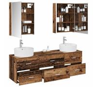 vidaXL Juego de Muebles de baño 5 pcs Madera Envejecida, Conjuntos de Muebles para Baño, Almacenamiento Moderno, Espejos, Unidades de Tocador, Soluciones Que Ahorra Espacio