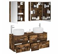 vidaXL Juego de Muebles de baño 5 pcs Roble Ahumado,