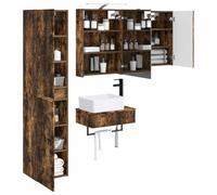 vidaXL Juego de Muebles de baño 5 pcs Roble Ahumado,