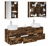 vidaXL Juego de Muebles de baño 5 pcs Roble Ahumado, Conjuntos de Muebles para Baño, Almacenamiento Moderno, Espejos, Unidades de Tocador, Soluciones Que Ahorra Espacio