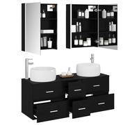 vidaXL Juego de Muebles de baño 5 pcs Roble Negro,