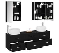 vidaXL Juego de Muebles de baño 5 pcs Roble Negro, Conjunto de baño Moderno, Mueble, gabinete Espejo, Unidad de Almacenamiento, colección de baño, Accesorios funcionales