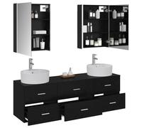 vidaXL Juego de Muebles de baño 5 pcs Roble Negro, Conjuntos de Muebles para Baño, Almacenamiento Moderno, Espejos, Unidades de Tocador, Soluciones Que Ahorra Espacio