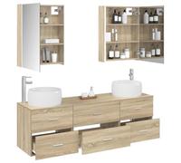 vidaXL Juego de Muebles de baño 5 pcs Roble Sonoma, Conjunto de baño Moderno, Mueble, gabinete Espejo, Unidad de Almacenamiento, colección de baño, Accesorios funcionales