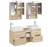 vidaXL Juego de Muebles de baño 5 pcs Roble Sonoma, Conjunto Moderno de Muebles para Baño, Diseño Elegante, Almacenamiento Funcional, Muebles Que Ahorran Espacio