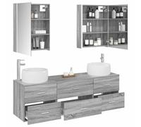vidaXL Juego de Muebles de baño 5 pcs Sonoma Gris, Conjunto de baño Moderno, Mueble, gabinete Espejo, Unidad de Almacenamiento, colección de baño, Accesorios funcionales