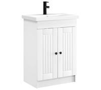 vidaXL Juego de Muebles de baño Blanco 56 x 37,5 x 81 cm, Juego de Muebles Moderno para baño, Unidad de Almacenamiento Elegante, tocador Completo, con gabinete y Estante