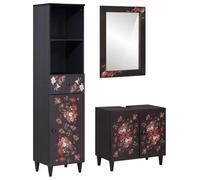 vidaXL Juego de Muebles de Baño con cajón 3 pcs Madera de Mango Maciza, Baño, diseño Moderno: Accesorios Elegantes, Azulejos sofisticados y Espacios funcionales para un hogar contemporáneo