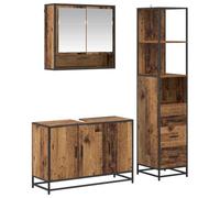 vidaXL Juego de Muebles de baño con cajón 3 pcs Madera Envejecida, Juego de Mueble de baño, diseño Moderno, Gran Capacidad, Estilo Minimalista, armarios Resistentes, Espacio ordenado