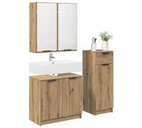 vidaXL Juego de Muebles de baño con cajón 3 pcs Roble Artesanal, Soluciones de Almacenamiento para baño, Ideas de diseño, maximiza el Espacio, Organiza de Manera eficiente con Opciones Elegantes