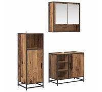 vidaXL Juego de Muebles de baño con Estante 3 pcs Madera Envejecida, Muebles Modernos de baño, Espacio Amplio, gabinete Rectangular y Conjunto Compacto para organización y decoración