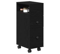 vidaXL Juego de Muebles de baño con Rueda Roble Negro 33 x 23 x 65 cm, Muebles de baño, Moderno, gabinete montado en la Pared, Ahorra Espacio, práctico, Organiza tu Interior