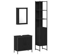 vidaXL Juego de Muebles de Baño de 3 Piezas en Madera de Roble Negra