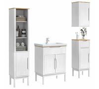 vidaXL Juego de Muebles de baño con cajón 4 pcs Madera de Pino Macizo, Juego de organizadores de baño, Rectangular, diseño Moderno, Almacenamiento Duradero, Muebles para el hogar