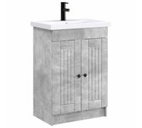 vidaXL Juego de Muebles de baño Gris Hormigón 56 x 37,5 x 81 cm, Juego de Muebles Moderno para baño, Unidad de Almacenamiento Elegante, tocador Completo, con gabinete y Estante