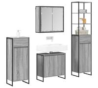 vidaXL Juego de Muebles de baño Gris Sonoma Madera de ingeniería, Baño, diseño Rectangular, características Modernas, Materiales duraderos, para Espacios pequeños y Grandes, Estilos Elegantes, eficie
