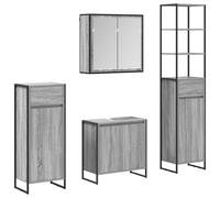 vidaXL Juego de Muebles de baño Gris Sonoma Madera de ingeniería, Baño, diseño Rectangular, características Modernas, Materiales duraderos, para Espacios pequeños y Grandes, Estilos Elegantes, eficie