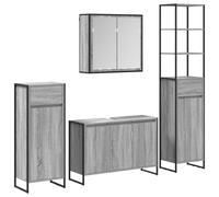 vidaXL Juego de Muebles de baño Gris Sonoma Madera de ingeniería, Baño, diseño Rectangular, características Modernas, Materiales duraderos, para Espacios pequeños y Grandes, Estilos Elegantes, eficie
