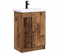 vidaXL Juego de Muebles de baño Madera Envejecida 78,5 x 37,5 x 81 cm, Juego de Muebles Moderno para baño, Unidad de Almacenamiento Elegante, tocador Completo, con gabinete y Estante