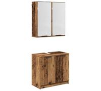 vidaXL Juego de Muebles de Baño Madera Envejecida Madera de ingeniería, Soluciones Modernas de Almacenamiento de baño, Conjunto Funcional de Muebles, diseño Rectangular, organizadores Elegantes, mueb
