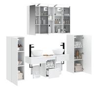 vidaXL Juego de Muebles de baño Montada en la Pared 6 pcs Blanco, Muebles Modernos para el baño, Espejo LED, Juego montado en Pared, Almacenamiento Elegante, tocador con Estilo