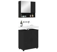 vidaXL Juego de Muebles de baño Montaje en la Pared 2 pcs Negro, Mueble de baño Moderno, Lavabo Rectangular, Almacenamiento montado en Pared, diseño Limpio para Decorar