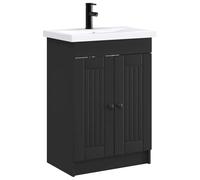 vidaXL Juego de Muebles de baño Negro 78,5 x 37,5 x 81 cm, Juego de Muebles Moderno para baño, Unidad de Almacenamiento Elegante, tocador Completo, con gabinete y Estante