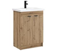 vidaXL Juego de Muebles de baño Roble Artesanal 56 x 37,5 x 81 cm, Conjunto Moderno de Muebles de Baño, Soluciones de Almacenamiento, Decoración Minimalista, Espejo y Grifo Funcional