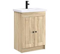 vidaXL Juego de Muebles de baño Roble Sonoma 78,5 x 37,5 x 81 cm, Juego de Muebles Moderno para baño, Unidad de Almacenamiento Elegante, tocador Completo, con gabinete y Estante