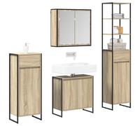 vidaXL Juego de Muebles de baño Roble Sonoma Madera de ingeniería, Baño, diseño Rectangular, características Modernas, Materiales duraderos, para Espacios pequeños y Grandes, Estilos Elegantes, efici
