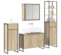 vidaXL Juego de Muebles de baño Roble Sonoma Madera de ingeniería, Baño, diseño Rectangular, características Modernas, Materiales duraderos, para Espacios pequeños y Grandes, Estilos Elegantes, efici
