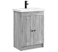 vidaXL Juego de Muebles de baño Sonoma Gris 56 x 37,5 x 81 cm, Juego de Muebles Moderno para baño, Unidad de Almacenamiento Elegante, tocador Completo, con gabinete y Estante