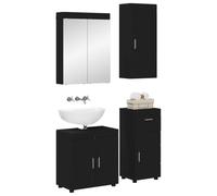 vidaXL Juego de Muebles de baño Tulum Negro Madera de ingeniería, Armario de baño Moderno, solución de Almacenamiento Duradera, Mueble práctico, diseño Compacto, Organizador Elegante, ahorrador de