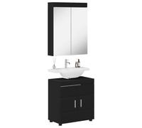 vidaXL Juego de Muebles de baño Tulum Negro Madera de ingeniería, Armario de baño Moderno, solución de Almacenamiento Duradera, Mueble práctico, diseño Compacto, Organizador Elegante, ahorrador de