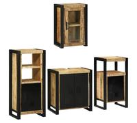 vidaXL Juego de muebles de baño: unidades de almacenamiento modernas, armarios empotrados rústicos para organizar y ahorrar espacio, lavabo para casa contemporánea y estantería.