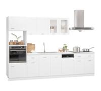 vidaXL Juego de Muebles de Cocina 7 Piezas Comedor Mobiliario Armario Estante Almacenaje Microondas Fregadero Lavavajilla Madera Contrachapada Blanco