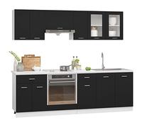 vidaXL Juego de Muebles de Cocina 8 Piezas Madera de ingeniería Negro