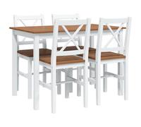 vidaXL Mesa de Salón con 4 Sillas Madera Blanco y Marrón Juego de Comedor