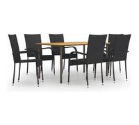 vidaxl Juego de muebles de comedor de jardín 7 piezas ratán PE negro