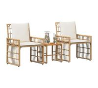 vidaXL Juego de Muebles de Exterior 3 pcs Natural y Crema, Conjunto de Muebles de jardín y terraza, Estilo Exterior rústico