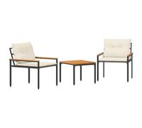 vidaXL Juego de Muebles de Exterior 3 uds. Blanco Crema