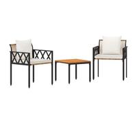 vidaXL Juego de Muebles de Exterior 3 uds. Marrón y Crema Blanca