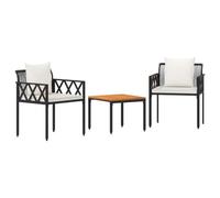 vidaXL Juego de Muebles de Exterior 3 uds. Negro y Blanco Crema