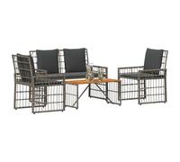 vidaXL Juego de Muebles de Exterior 4 pcs Negro y Gris Oscuro, Conjunto de Muebles de jardín y terraza, Estilo Exterior rústico