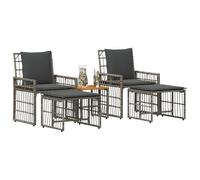 vidaXL Juego de Muebles de Exterior 5 pcs Negro y Gris Oscuro, Conjunto de Muebles de jardín y terraza, Estilo Exterior rústico