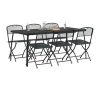 vidaXL Juego de Muebles de Exterior 7 pcs Gris Antracita, Muebles Exteriores Modernos, Muebles Plegables, Resistentes al Clima, Mesa de Malla, diseño Compacto, anthracita